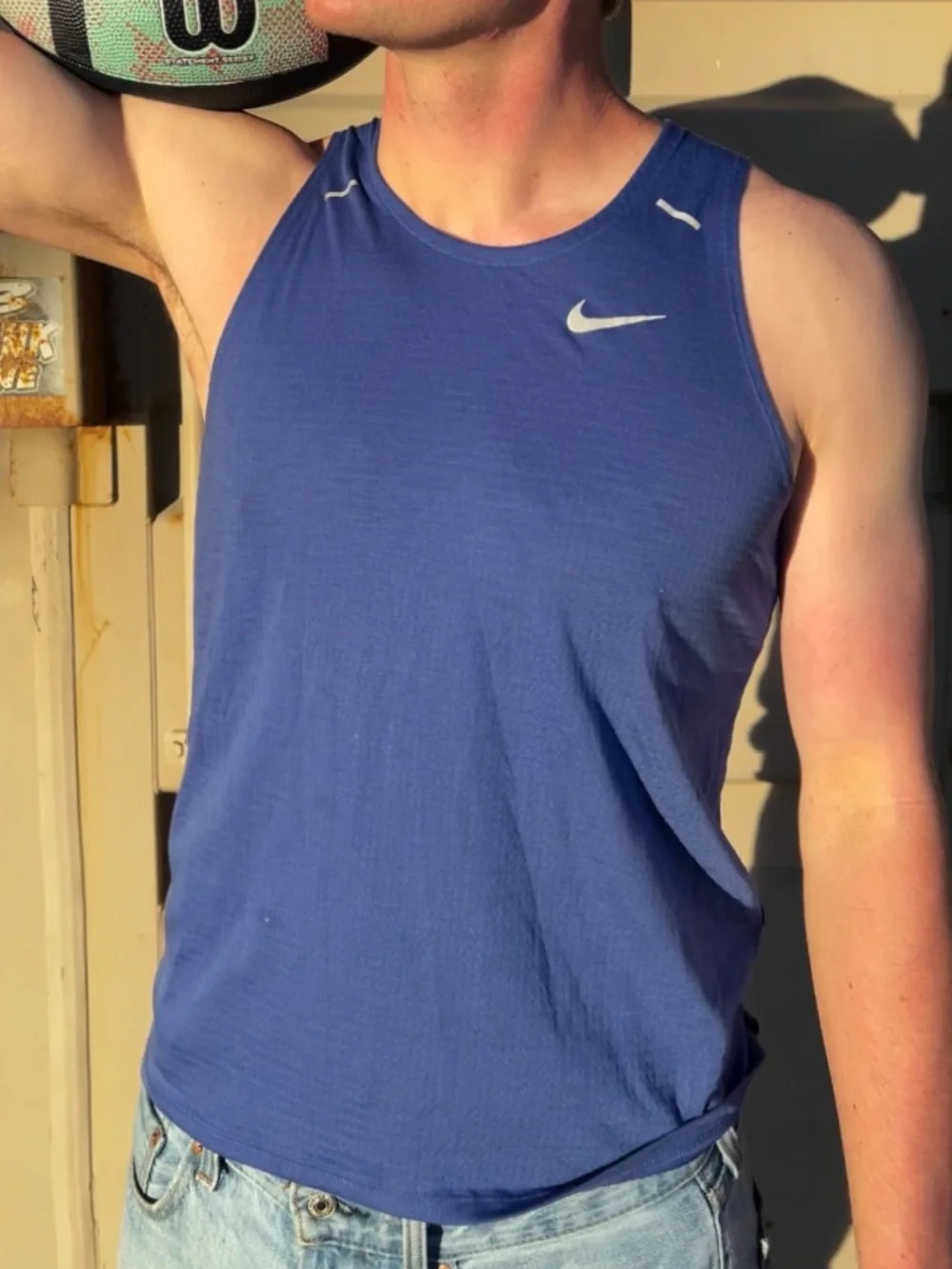 Nike Men’s Royal Blue Performance Tank Top AJ7562 MILLER DRI FIT RUNNING SHIRT